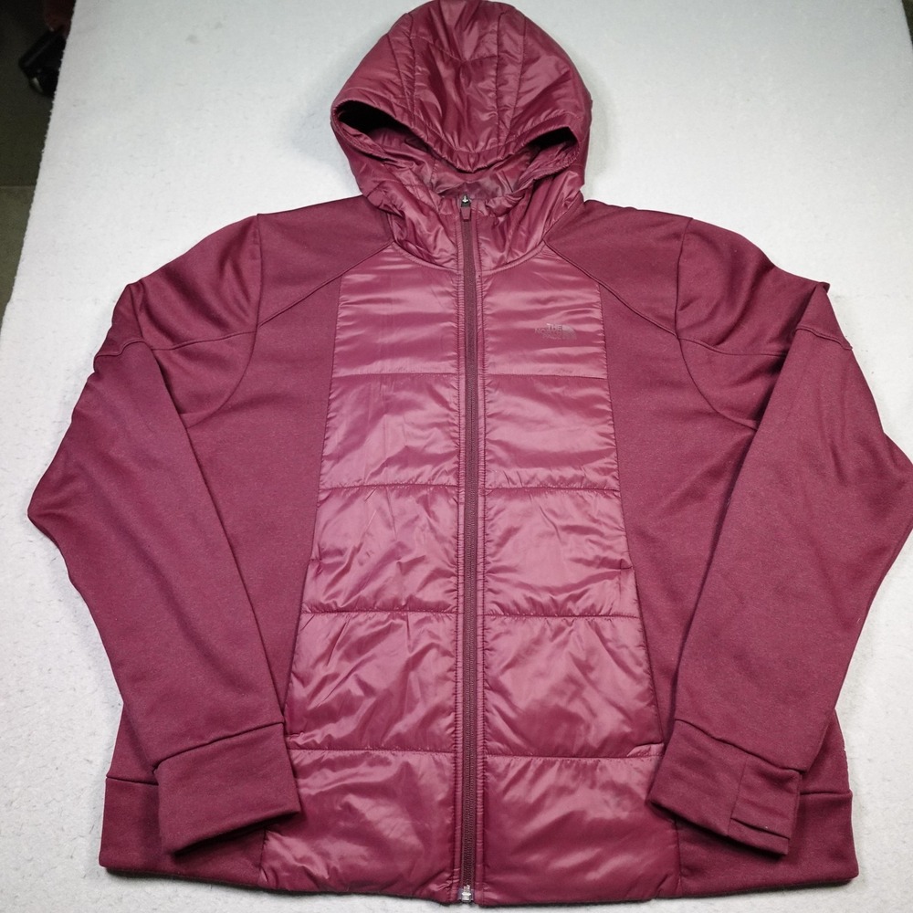 The North Face Jacket Womens XXL Red Hooded Insulated Fleece Lined Full Zip